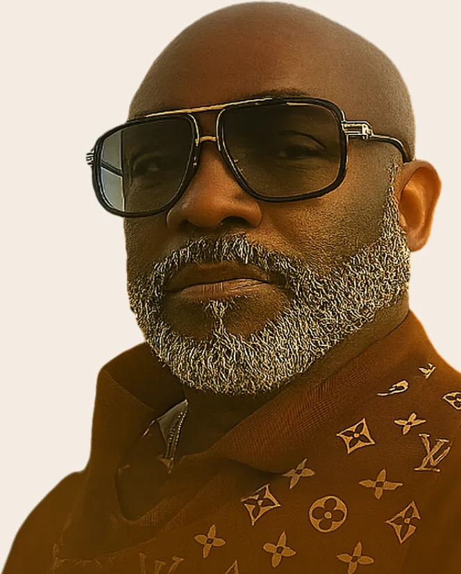 Portrait of Robert Johnson Jr. in sunglasses